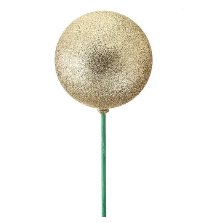 23" Glittered Vacuum Plate Ball On Green Wood Stake - Image 3