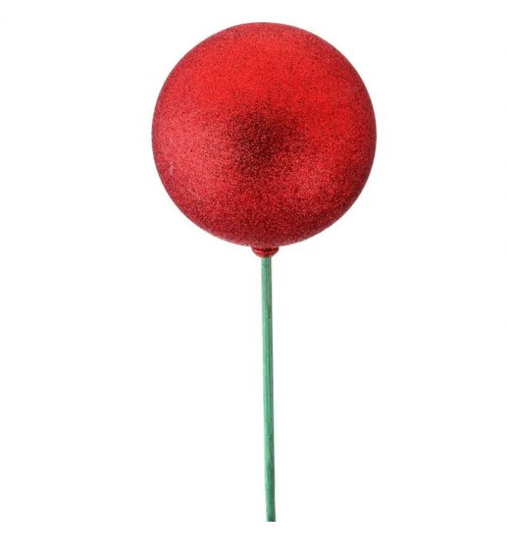 23" Glittered Vacuum Plate Ball On Green Wood Stake - Image 5