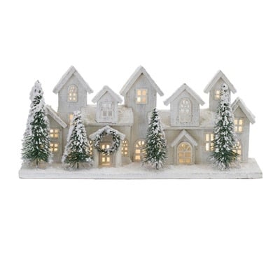 23"L x 10"H LED Houses Wood/PVC