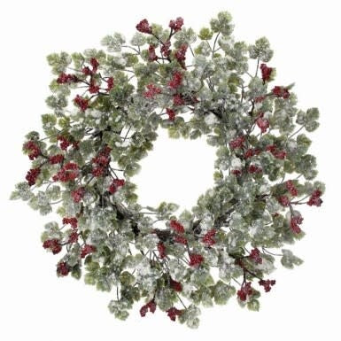 24" Frost Mini Grape Leaf & Berries Wreath