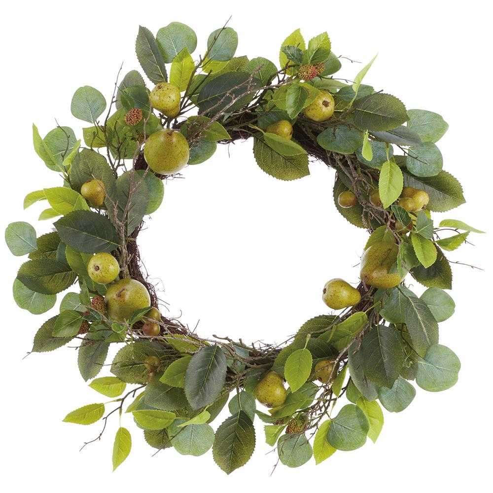 24 Inch Pear/Raspberry/Eucalyptus Wreath Green