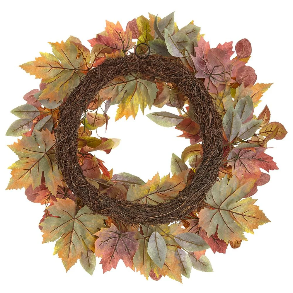24" Maple/Eucalyptus Leaf Wreath Fall - Image 2