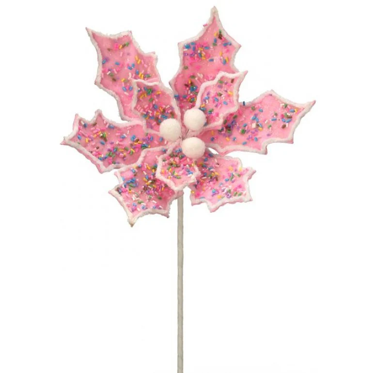 24" Sprinkle Candy Poinsettia Stem - Image 3