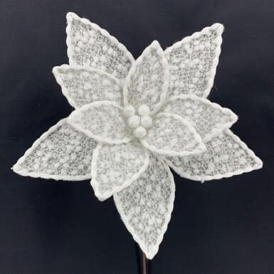 24” Sweater Patterned Poinsettia Stem
