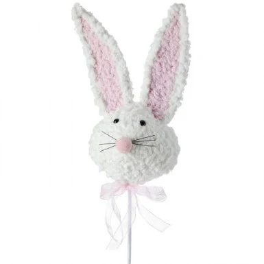 25" Furry Easter Bunny Head Pick