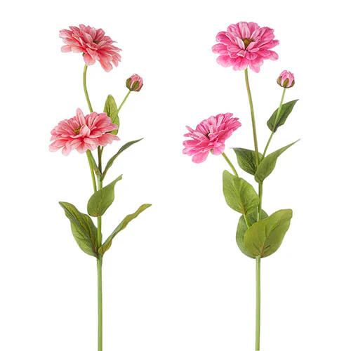 25" Real Touch Pink Zinnia Spray