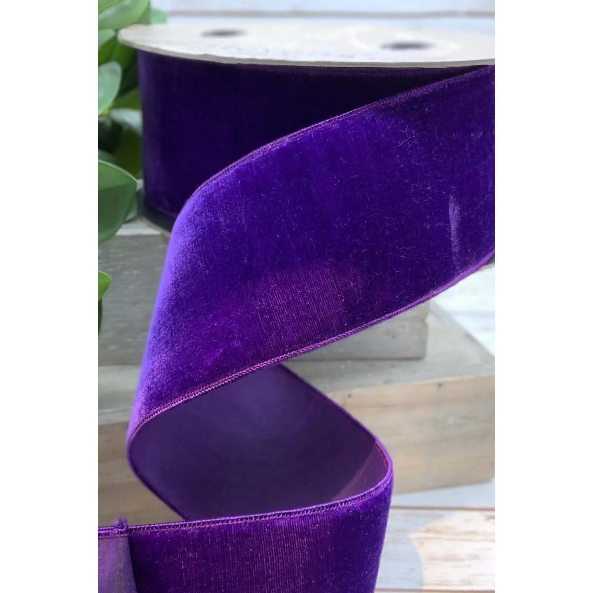 2.5" x 10yds Velvet Faux Dupion Back Ribbon, - Image 4