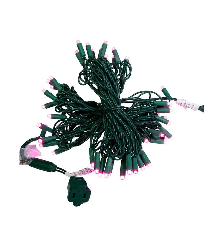25.5' UL 50-Light Pink 5MM LED Green Wire Light - Image 2