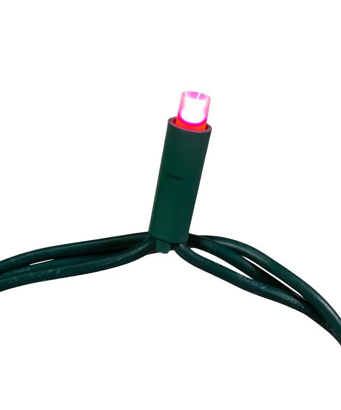 25.5' UL 50-Light Pink 5MM LED Green Wire Light - Image 3