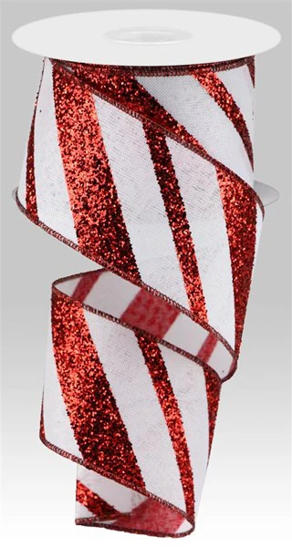 2.5"X10yd Diagonal Glitter On Royal Ribbon