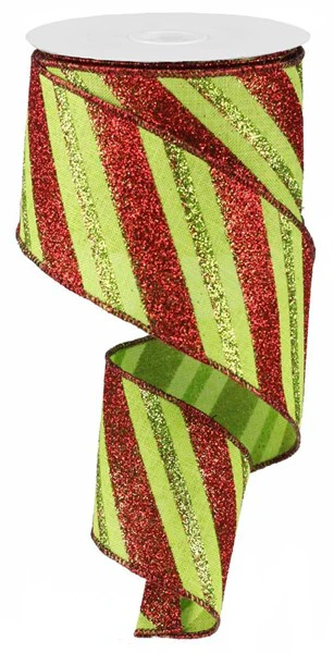 2.5"X10yd Diagonal Glitter Stripe/Royal Ribbon - Image 4