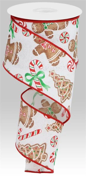 2.5"X10yd Gingerbread W/Candy On Royal Ribbon