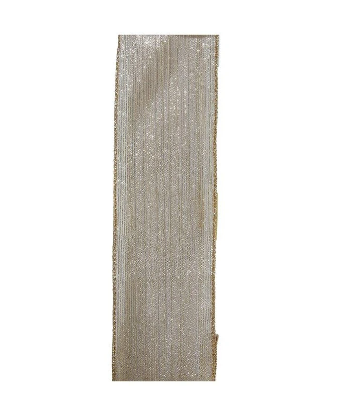 2.5"X10YD Gold Sparkle Double Wire Ribbon