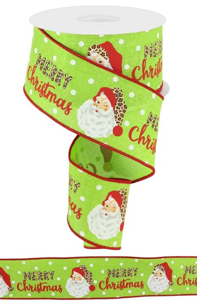 2.5"X10yd Merry Christmas Leopard Santa Ribbon - Image 5