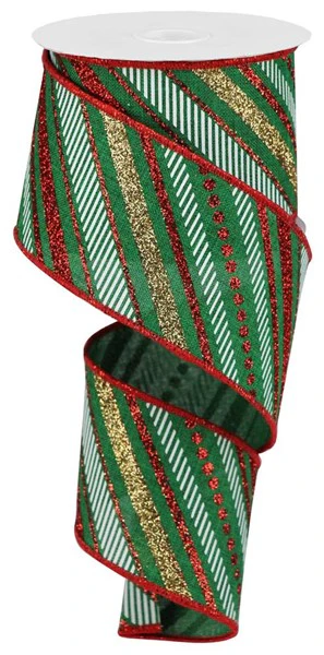 2.5"X10yd Multi Diagonal Stripes/Royal Ribbon - Image 4