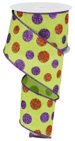 2.5"X10yd Multi Size Glitter Dots/Royal  Ribbon - Image 2
