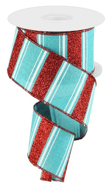 2.5"X10yd Multi Stripe/Bold Glitter Ribbon - Image 3