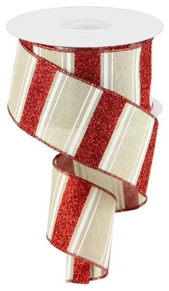 2.5"X10yd Multi Stripe/Bold Glitter Ribbon - Image 4