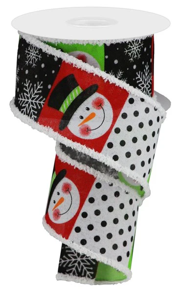 2.5"X10yd Snowman Face Pattern/Drift Ribbon