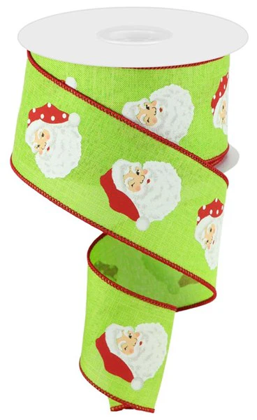 2.5"X10yd Vertical Santa Heads/Royal Ribbon - Image 2
