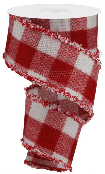 2.5"X10yd Woven Fuzzy Large Check Ribbon - Image 3