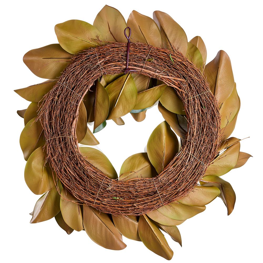 26 Inch Magnolia Wreath White Green - Image 2
