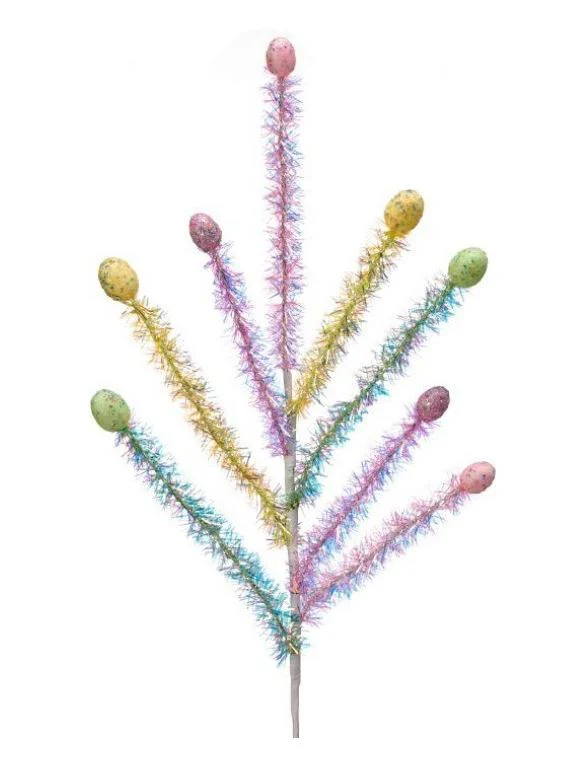 26” Mixed Easter Egg Tinsel Spray X8
