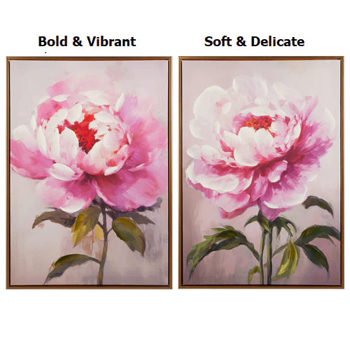 27.5” Pink Peony Framed Wall Art - Sold Individually