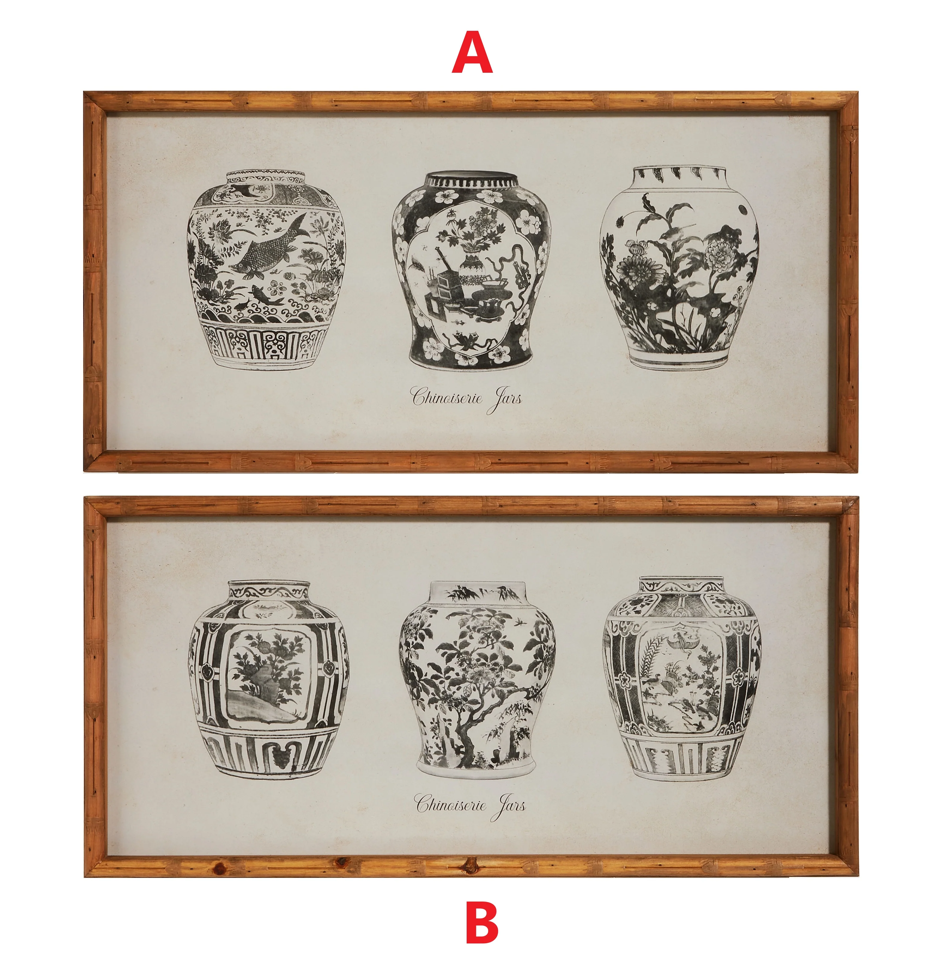 27" Black Ginger Jar Framed Wall Art - Sold Individually
