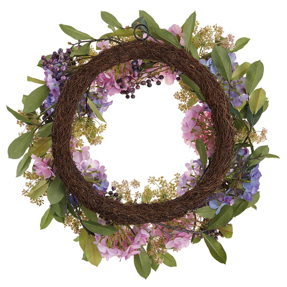 28 Inch Hydrangea/Queen Anne's Lace Wreath Mixed - Image 2