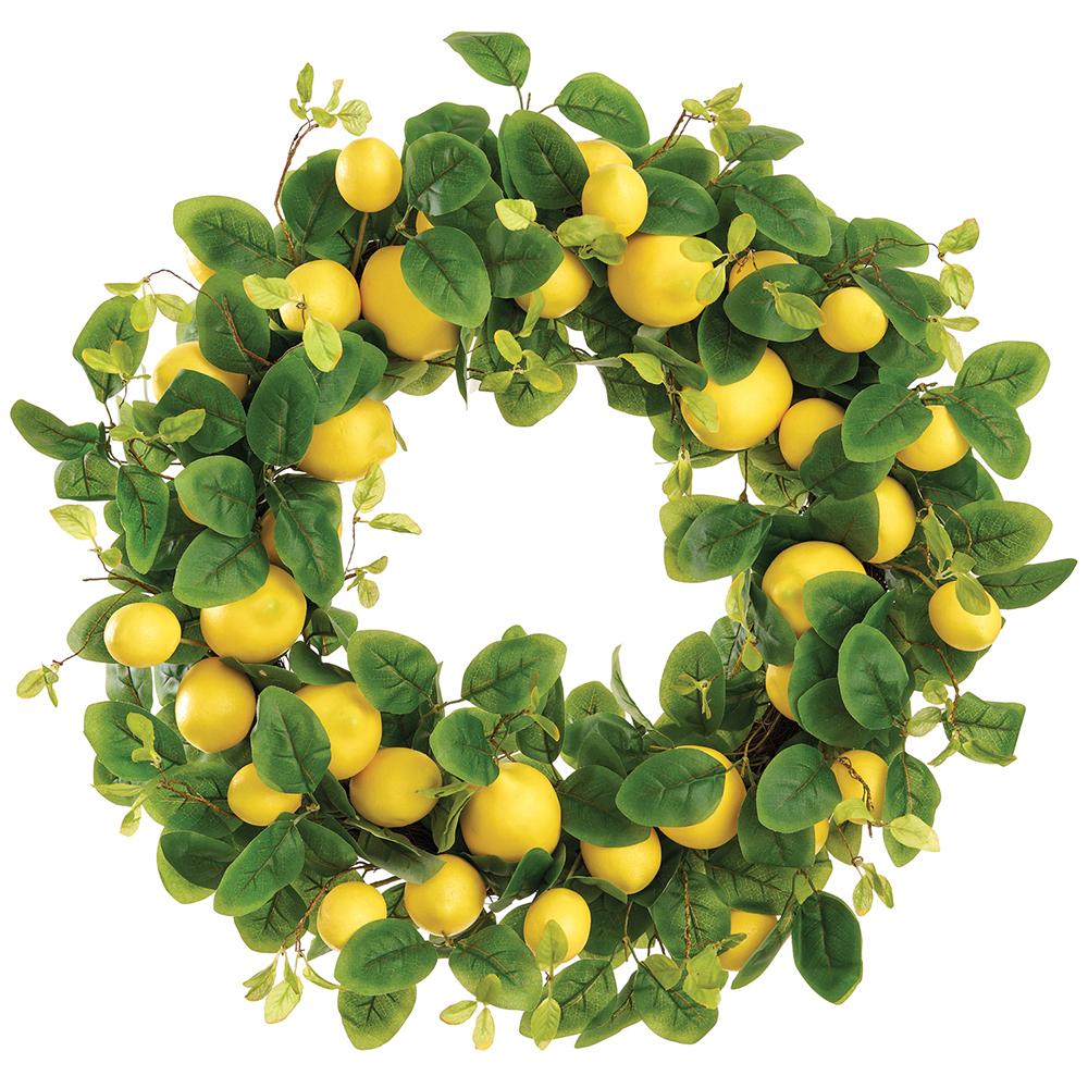 28 Inch Lemon Wreath Yellow Green