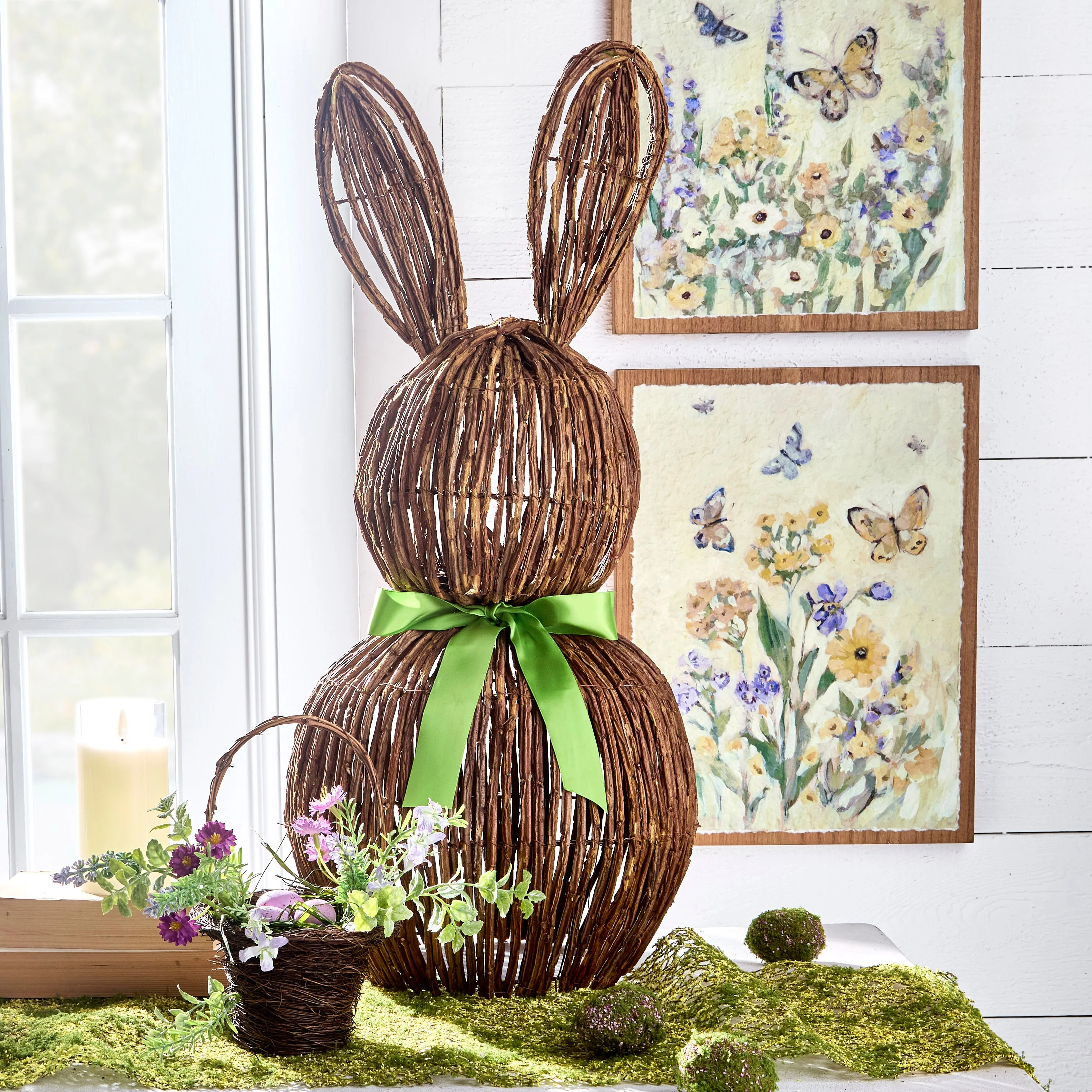 28" Vine Rabbit with Bow - Image 2