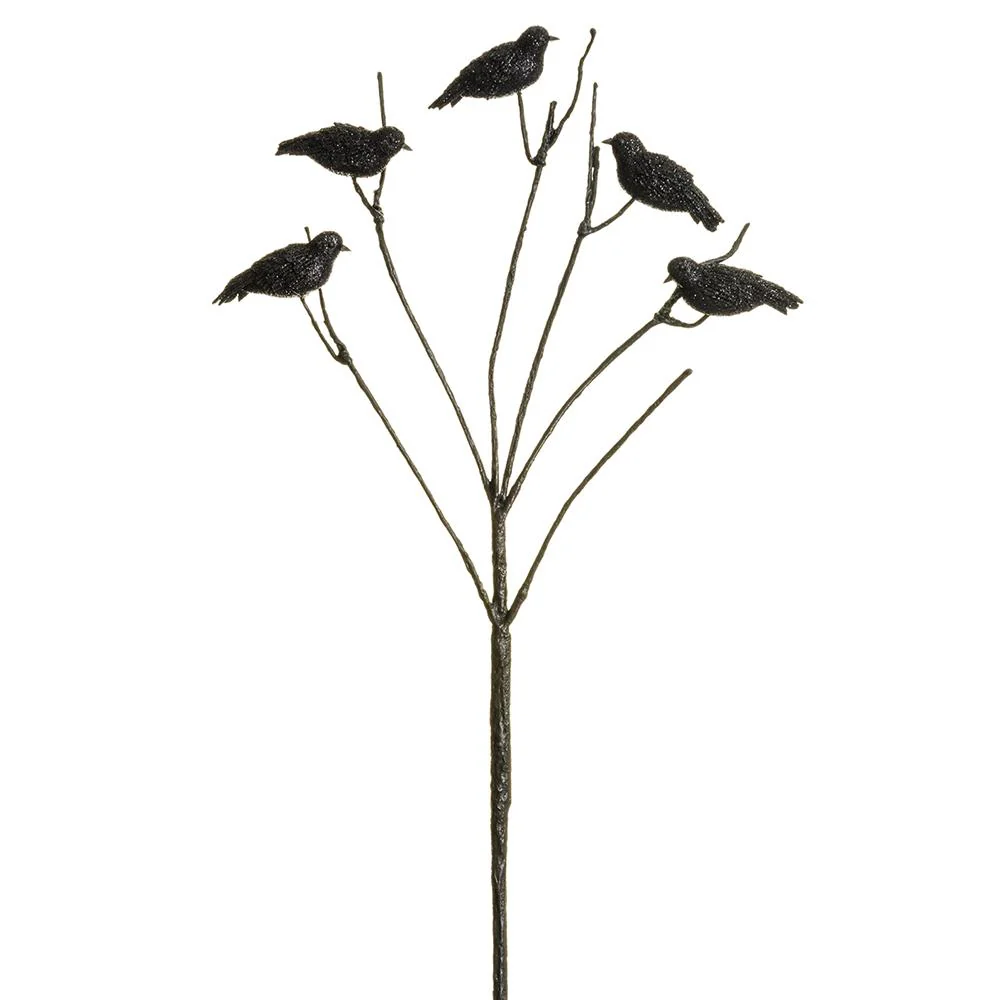 29" Glittered Crow Spray Black