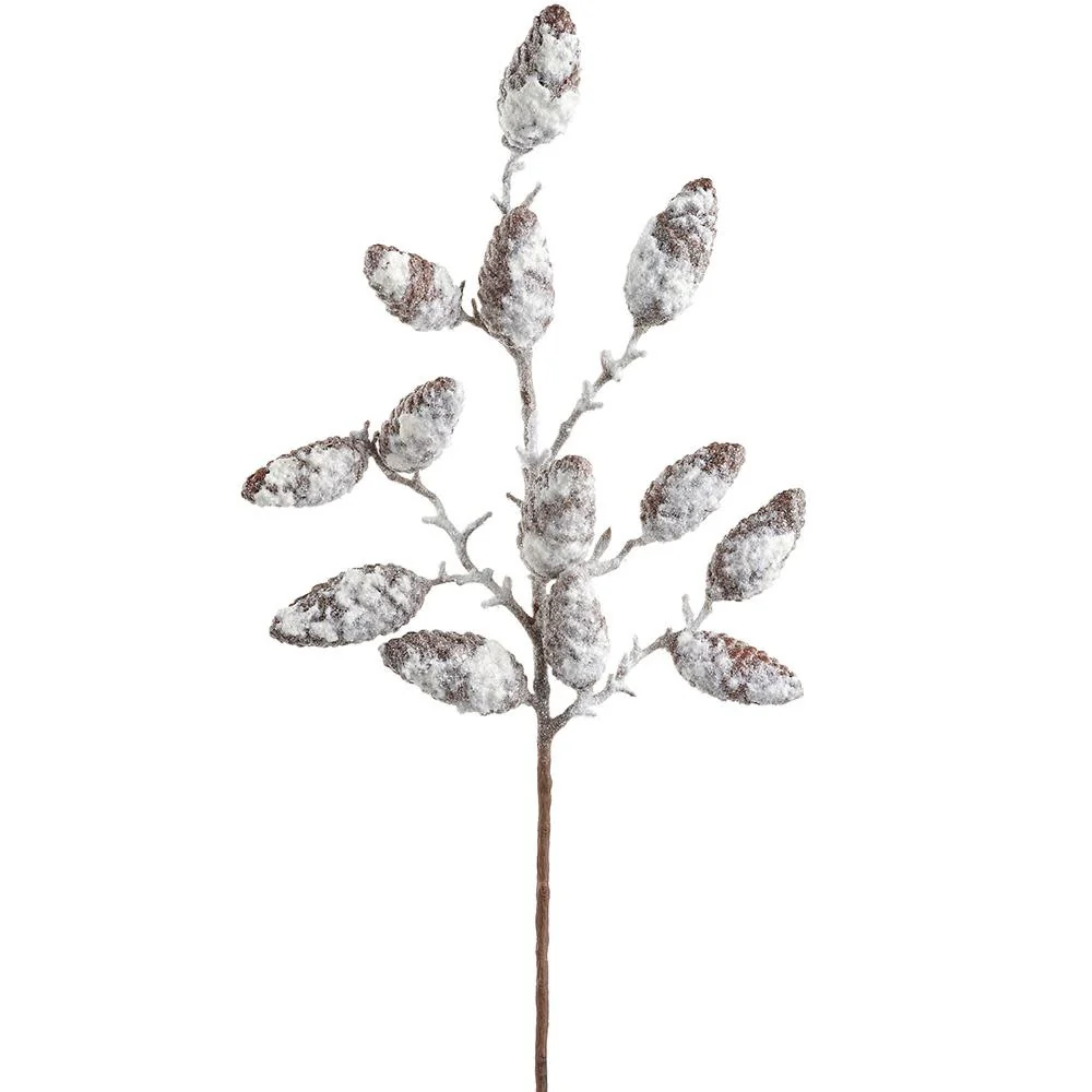 29" Snowed Pinecone Spray Brown White