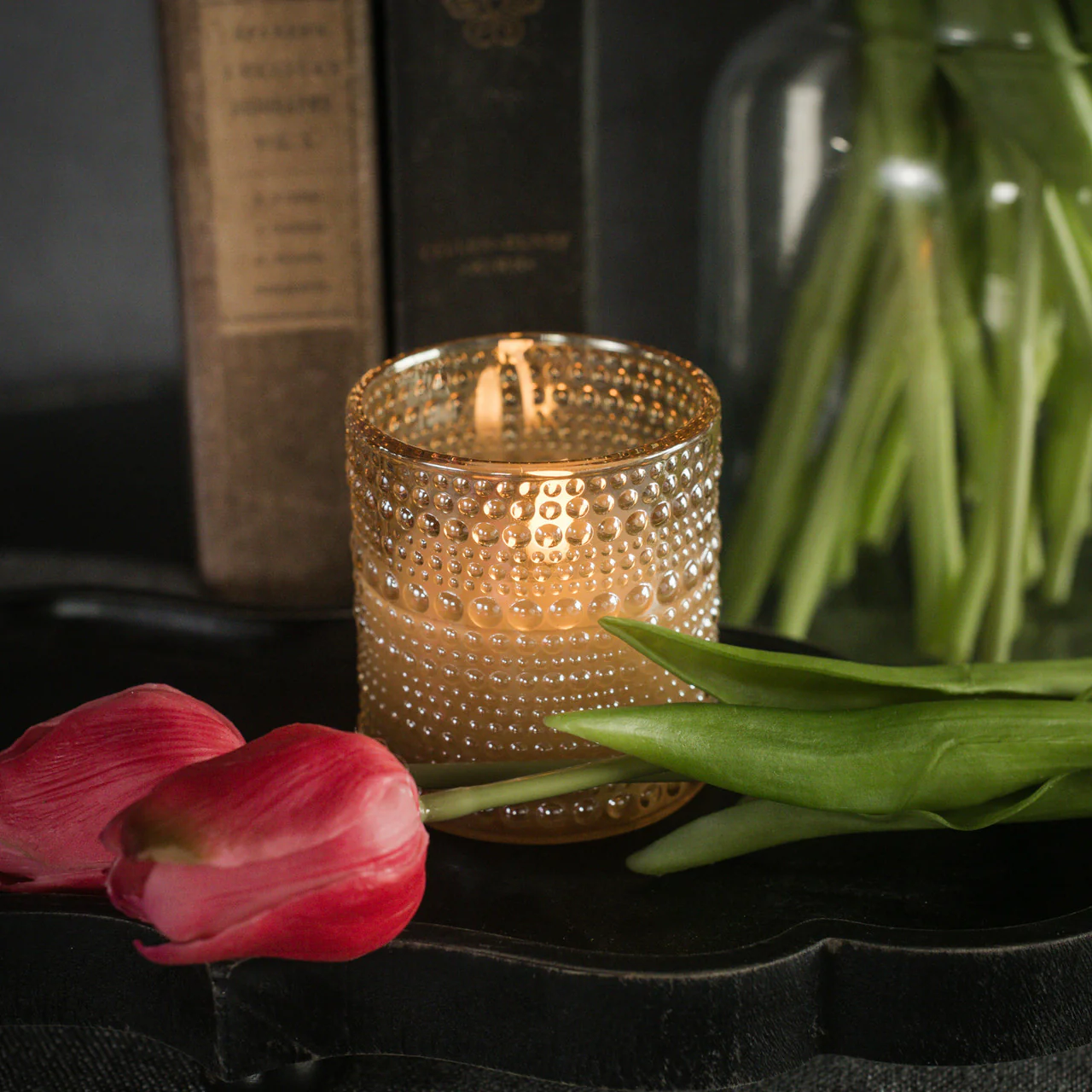3.25" Champagne Dotted Glass 3D Flame Candle - Image 2