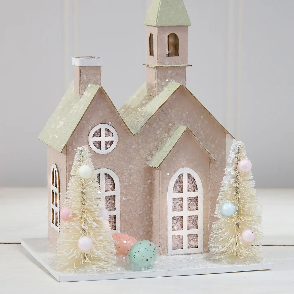 3.75" LED Spring Cardboard Easter House - Sold Individually - Image 3