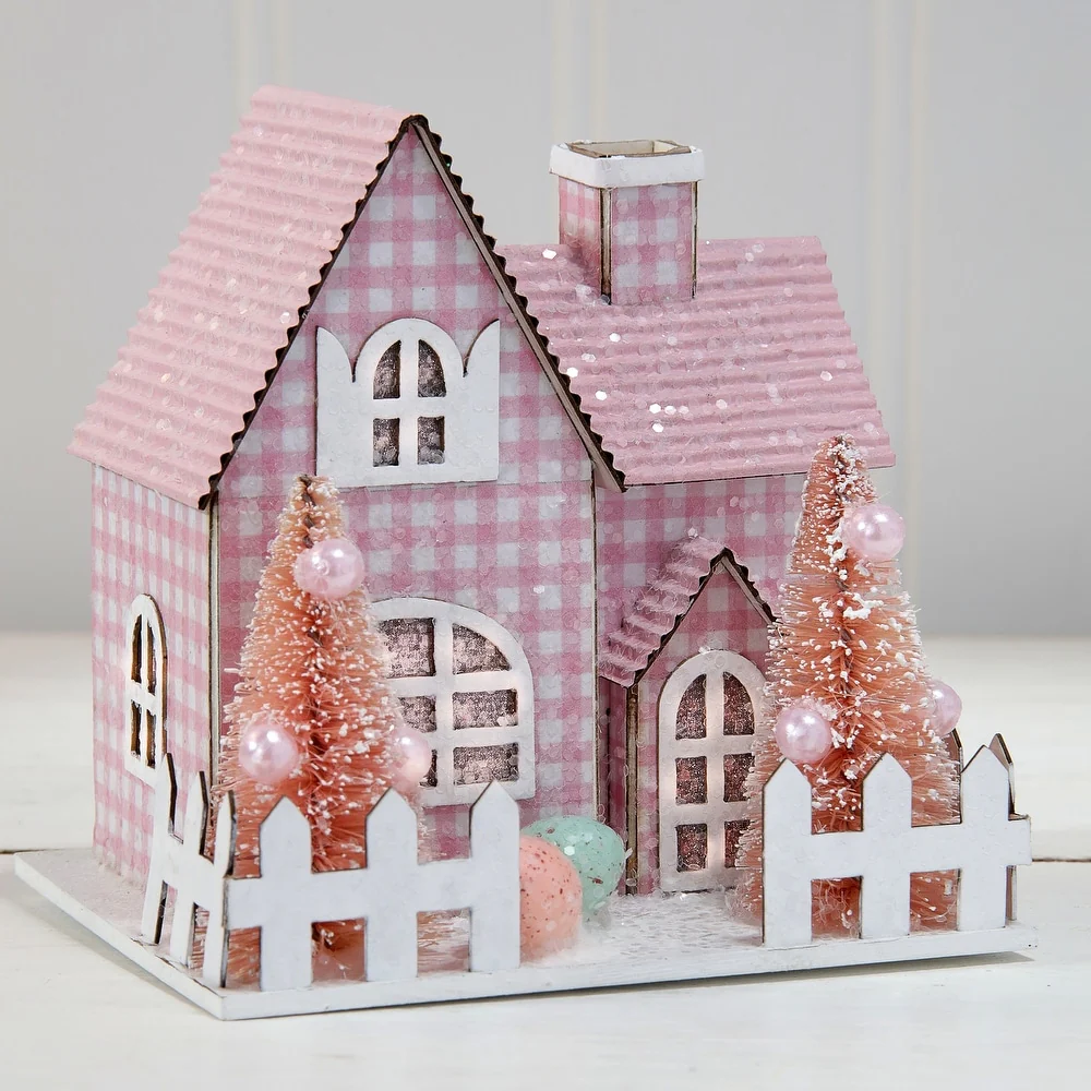 3.75" LED Spring Cardboard Easter House - Sold Individually - Image 4