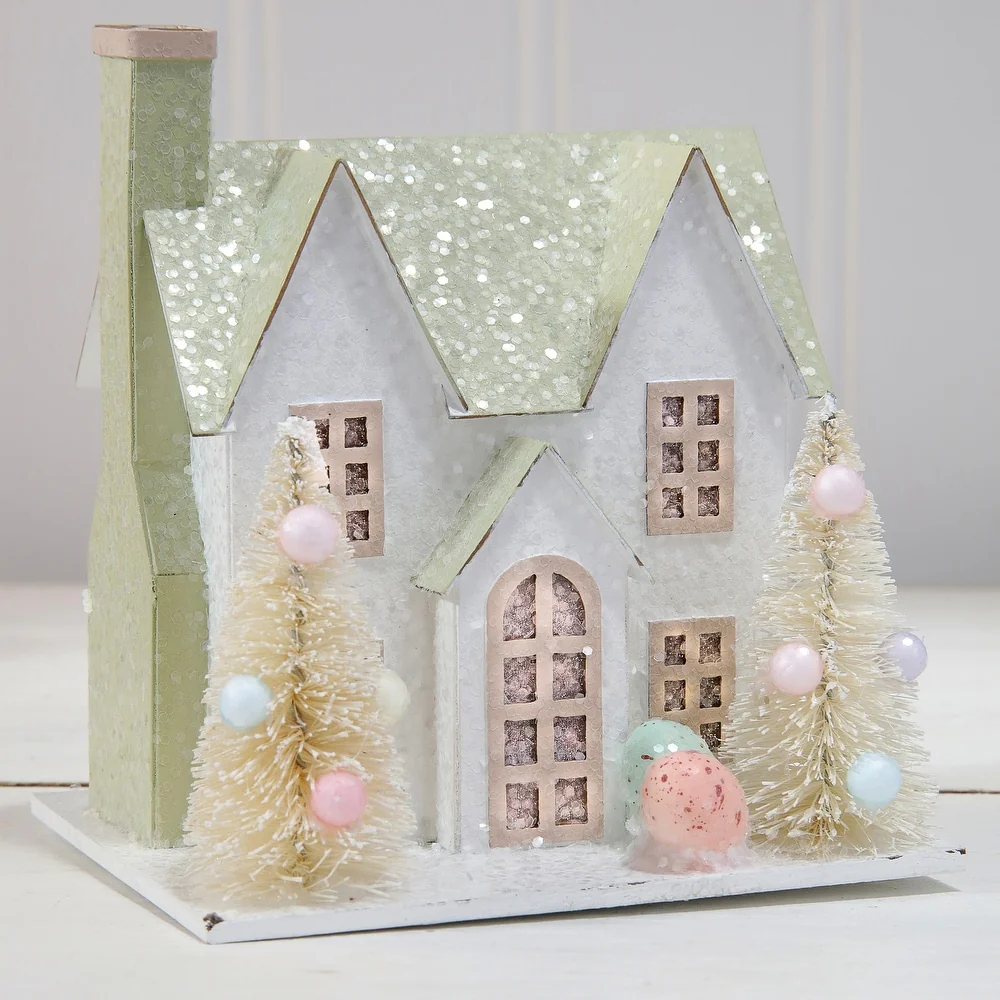 3.75" LED Spring Cardboard Easter House - Sold Individually - Image 5