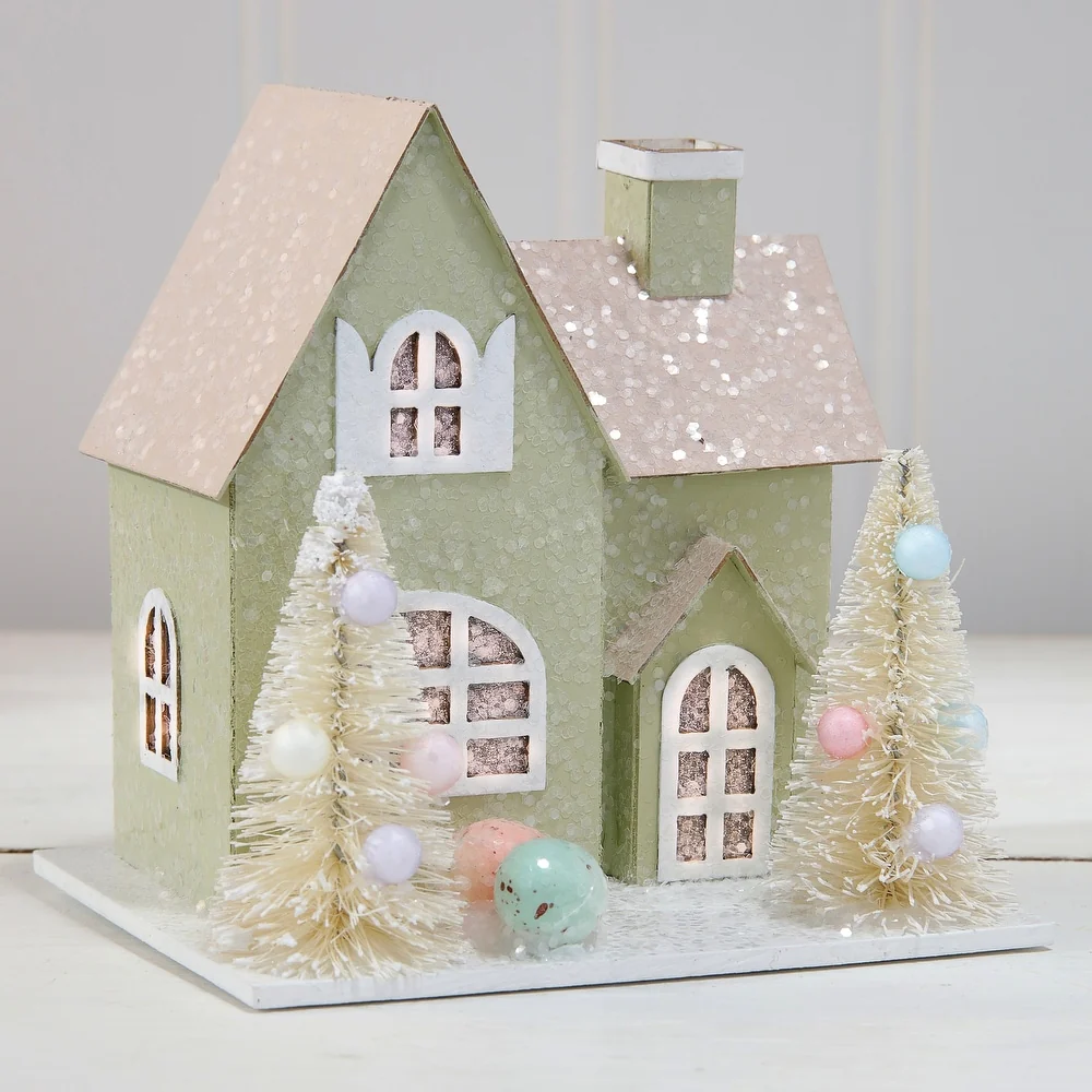 3.75" LED Spring Cardboard Easter House - Sold Individually - Image 6