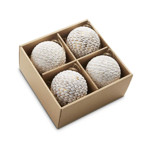3" Feather Textured Ball Ornament - Image 2