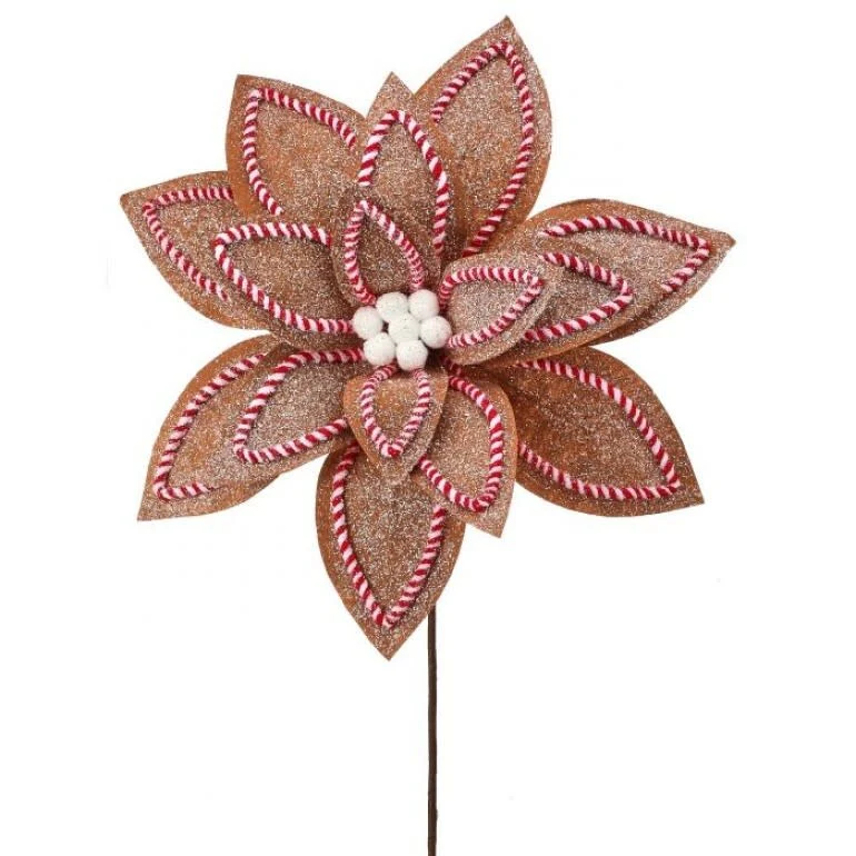 30" Sugar/Spice Poinsettia Stem - Image 2