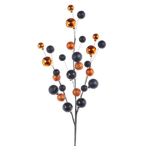 31" Orange and Black Ornament Ball Spray