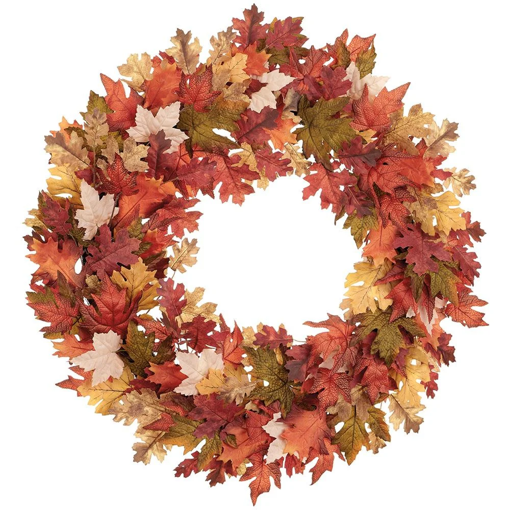 32" Maple/Oak Leaf Wreath Brown Green