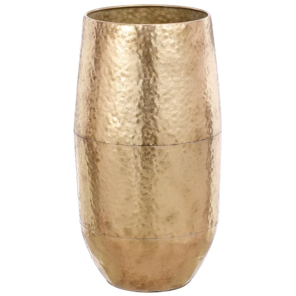 32" Metal Planter Gold Antique