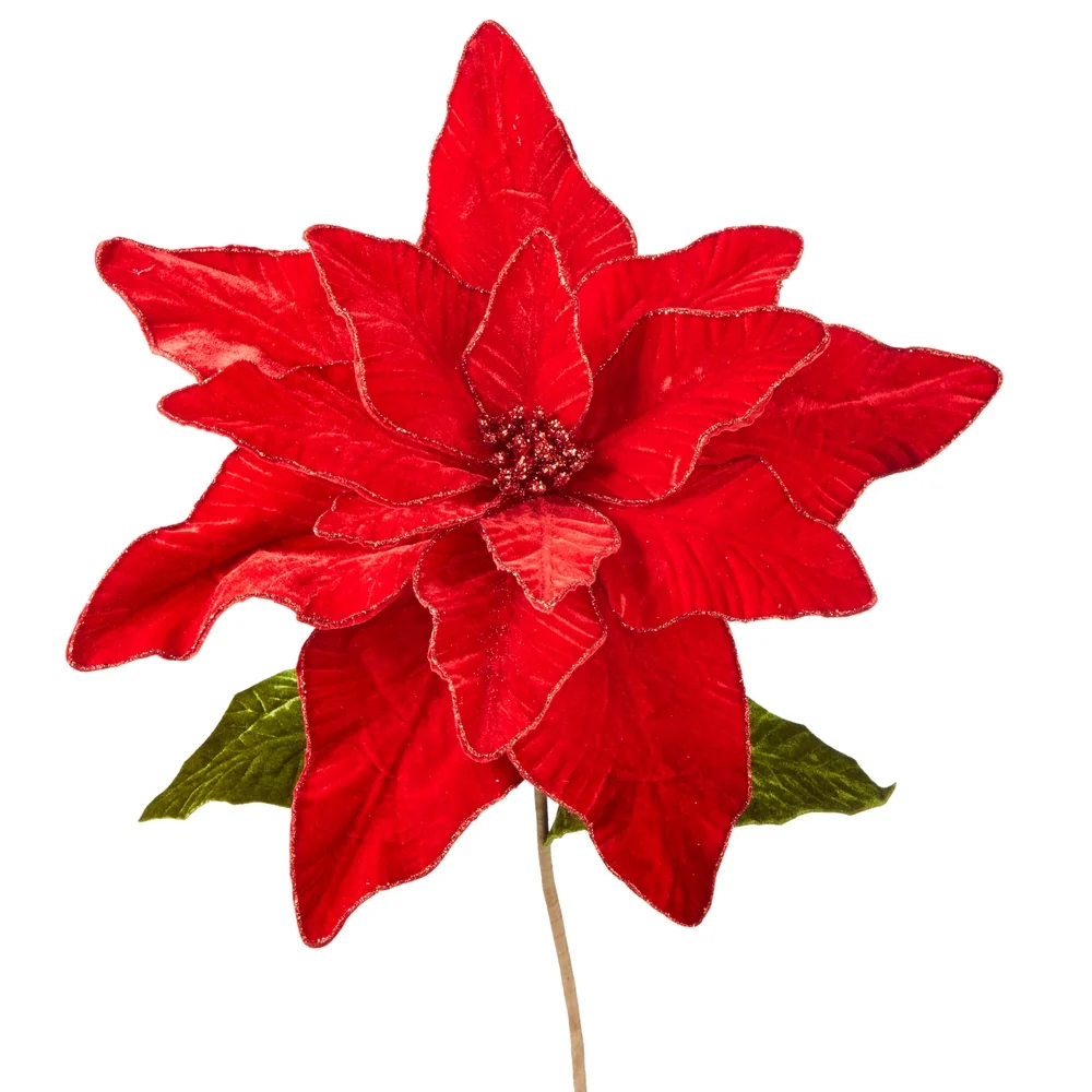 32" Red Velvet Poinsettia Stem