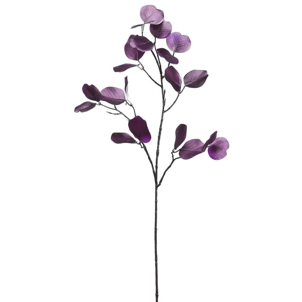 33" Metallic Eucalyptus Leaf Spray Purple