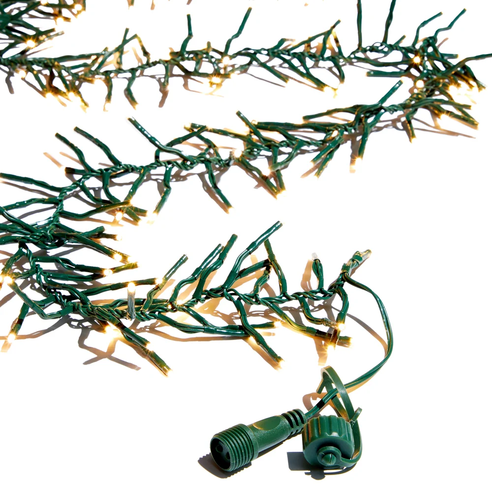 34' Connectable Cluster Glnd Green Wire W/1000 White Lights