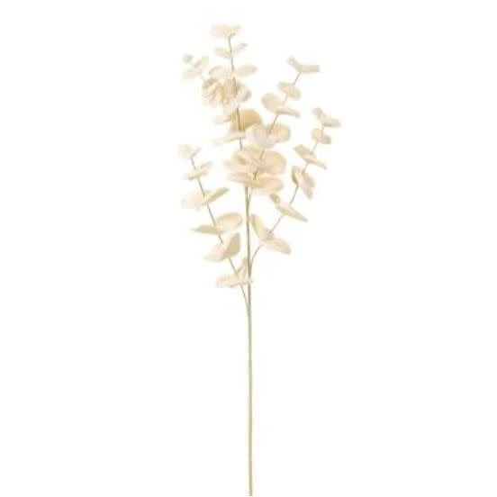 34"Fur Eucalyptus Leaf Spray - Cream