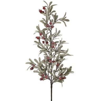 35” Frosted Miseltoe/Berry Spray - Image 2
