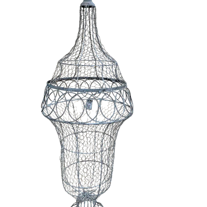 36.5" Metal Lidded Wire Finial with Bird